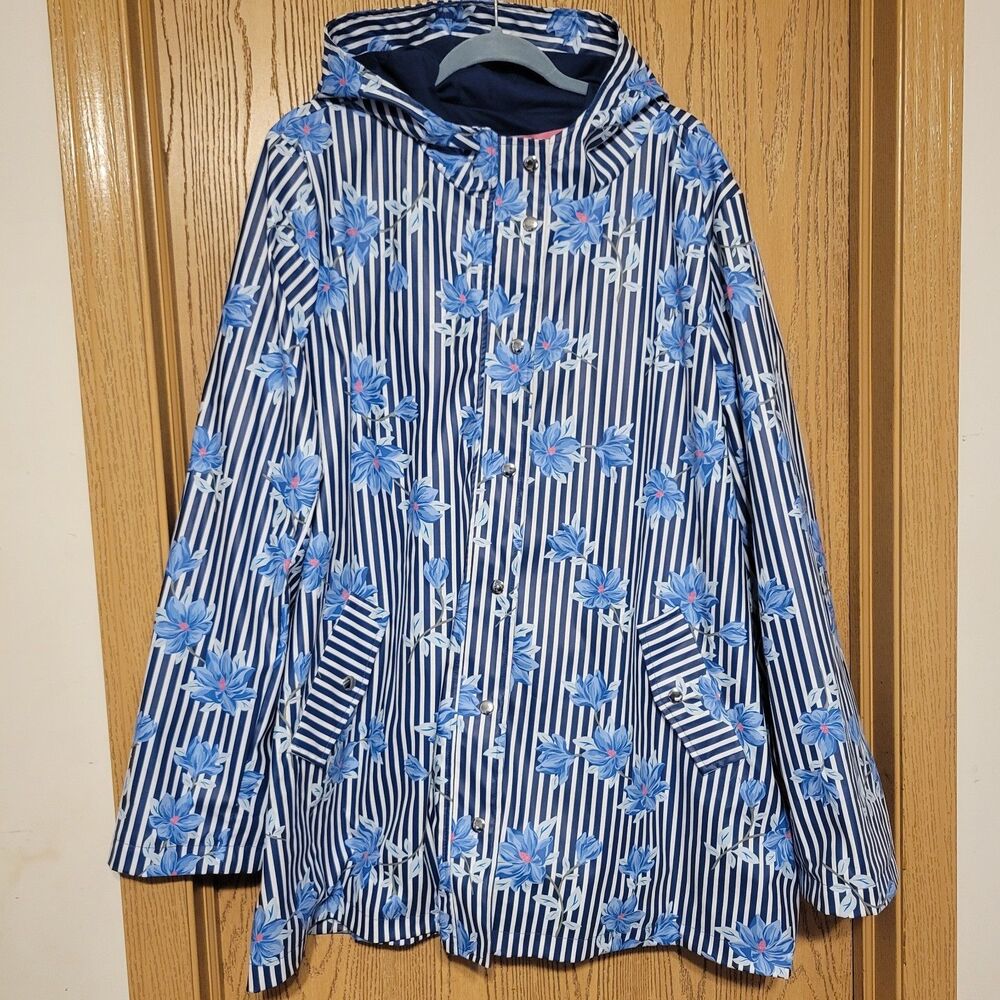 Drawer James Women's  Printed Rain Hoodie Lined Jacket  Color Blue Multi  XXL
